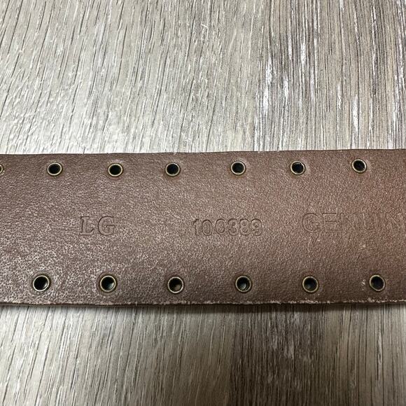 Brown Leather Belt with Stone Studded Buckle - Picture 6 of 6